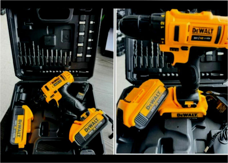 TALADRO INALAMBRICO DeWALT + 24 ACCESORIOS + 2 BATERIAS